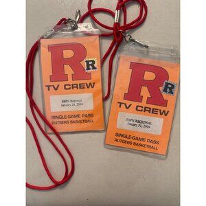 Rutgers Basketball TV Crew Single-Game Passes 2004 January 24 & 31 ESPN Regional